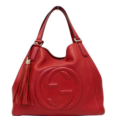 gucci ad red|Gucci red leather tote.